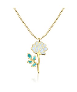 Gold Plated Gently Rose Silver Necklace SPE-3368-GP (CO1+CO15)